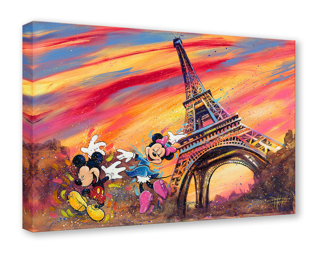 Dancing Across Paris | Mickey & Minnie Eiffel Tower Painting by
