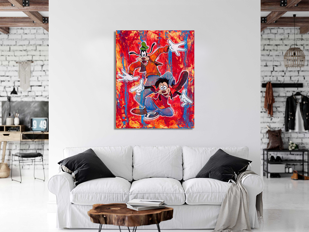 Goofy and Max | Abstract Disney Father & Son Painting by Stephen Goofy and Max | Abstract Disney Father & Son Painting by Stephen
