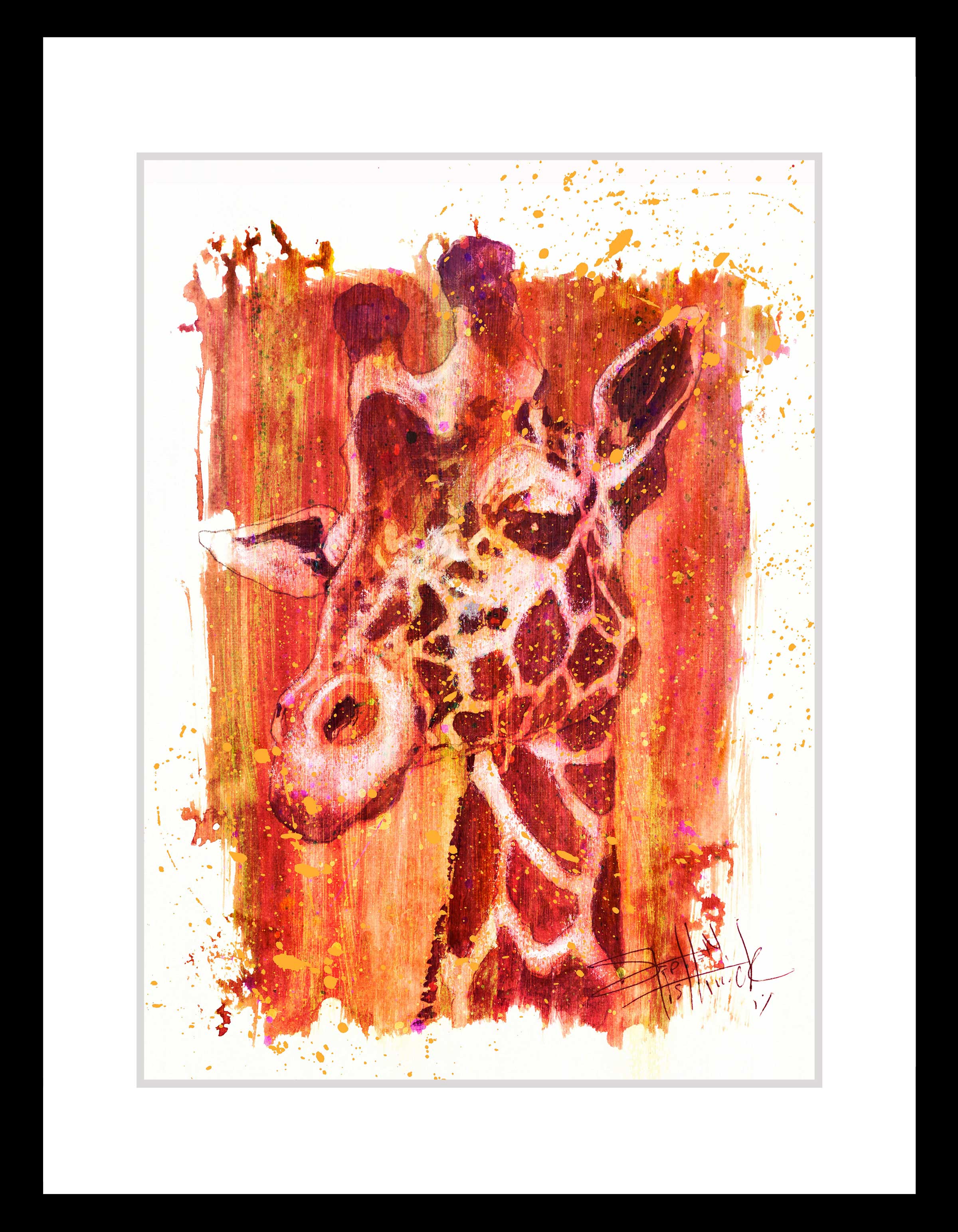 Wild Colors: Giraffe | Elegant Orange & Brown Watercolor Art by