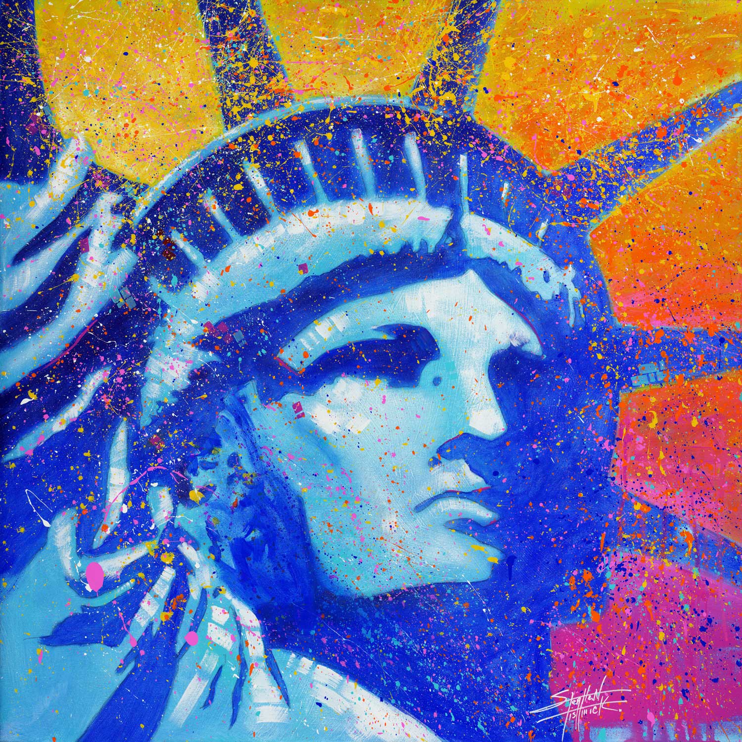 「LADY LIBERTY」スティーブマックギー ３Dアート サイン有 Statue of Liberty Engraving Inside 3D Crystal - Souvenir